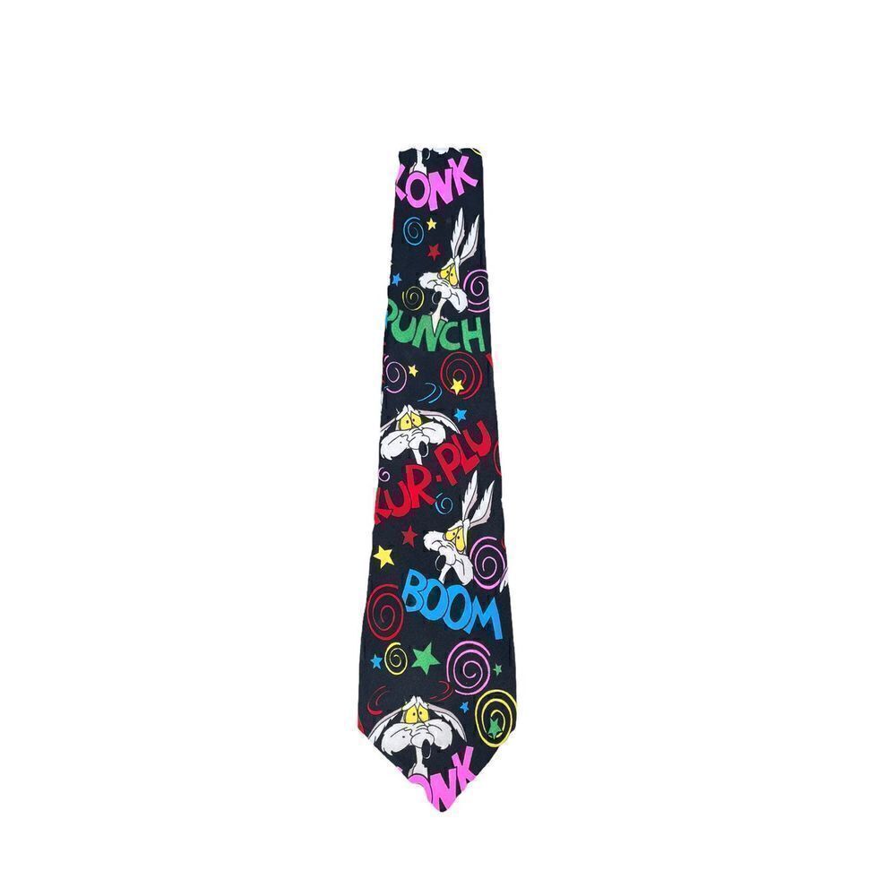 Vintage Looney Tunes Wile E. Coyote 1993 Silk Necktie Boom Konk Kur-Plu Punch